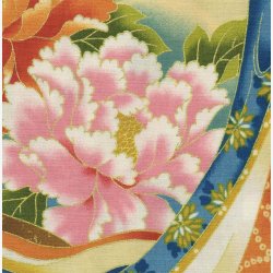 Gheisha og blomster p gylden