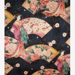 Gheisha og blomster p sort