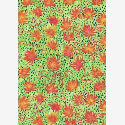 Pink/orange blomster p lys grn