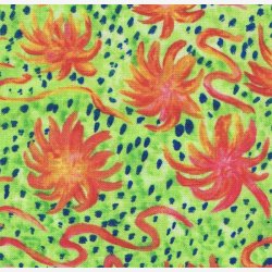 Pink/orange blomster p lys grn