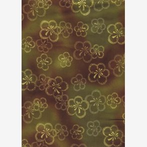 Stiliserede blomster p grn/lys brun