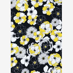 Gule og hvide blomster p sort