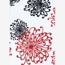 Rde og sorte blomstertegninger p hvid