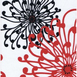 Rde og sorte blomstertegninger p hvid