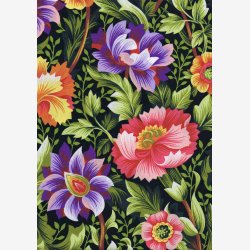 Store fantasiblomster - lilla/rd/orange