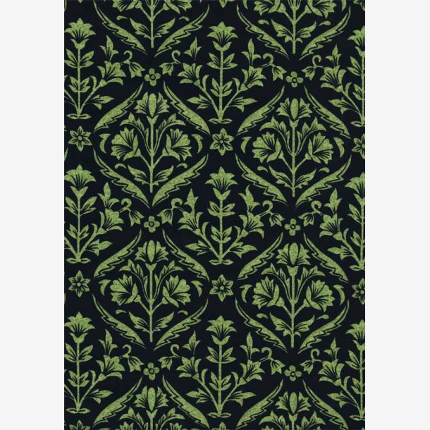 udgør attribut pude Grøn damask mønster på sort - Trykte stoffer - Kirstens Quiltshop -  patchwork, quilt, stof og bøger