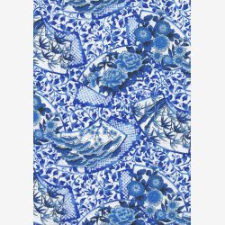 Bl blomster og blade p hvid