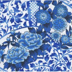 Bl blomster og blade p hvid