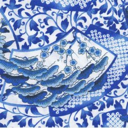 Bl blomster og blade p hvid