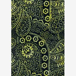 Gult sjalsmnster p sort (batik)