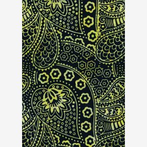 Gult sjalsmnster p sort (batik)