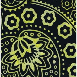 Gult sjalsmnster p sort (batik)