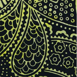 Gult sjalsmnster p sort (batik)