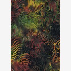 Grnt/gyldent bagsidestof (batik)