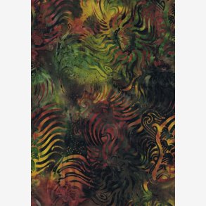 Grnt/gyldent bagsidestof (batik)