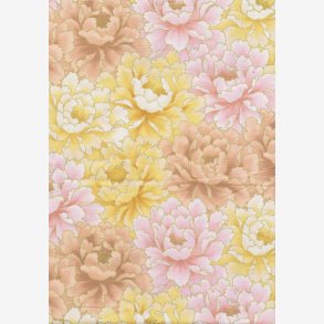 Store blomster i sart pink og gul