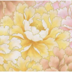 Store blomster i sart pink og gul