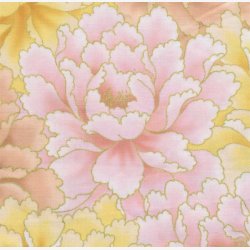 Store blomster i sart pink og gul