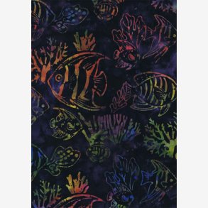 Multifarvede fisk p midnatsbl 