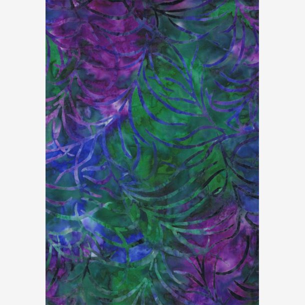 Multifarvet batik med bladmnster