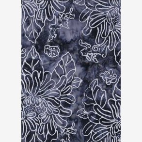 Hvide fantasiblomster p gr (batik)