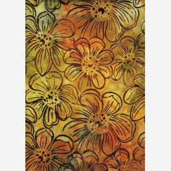 Blomster p gylden (batik)