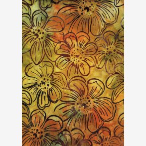 Blomster p gylden (batik)