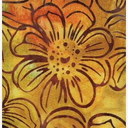 Blomster p gylden (batik)