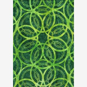 Limefarvede cirkler p grn (batik)