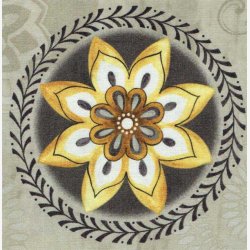 Blomstermedaljoner p lys grbrun