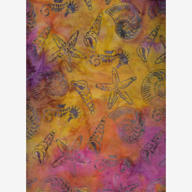 'Havdyr' på gul/pink/lilla batik