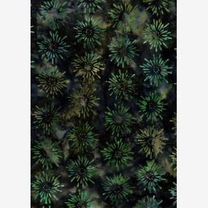 Mrk (gr)grn batik med grnt 'fyrvrkeri'