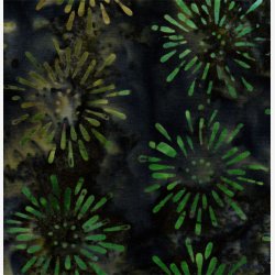 Mrk (gr)grn batik med grnt 'fyrvrkeri'