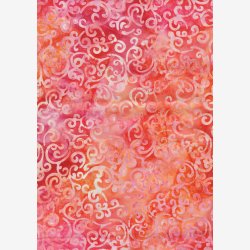 Orange/koralrd batik med 'snirkler'