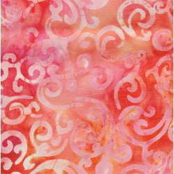 Orange/koralrd batik med 'snirkler'