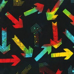 Mangefarvede pile p sort baggrund - bred batik