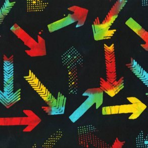 Mangefarvede pile p sort baggrund - bred batik