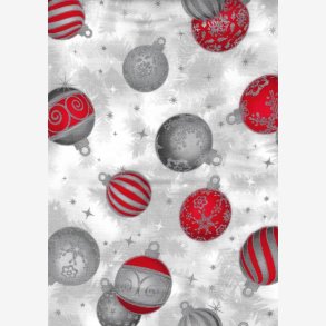 Holiday Flourish - Rd/slv julekugler p hvid/lys gr