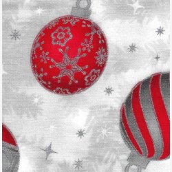 Holiday Flourish - Rd/slv julekugler p hvid/lys gr