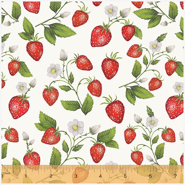 at donere Kirurgi maskulinitet Just Fruit - Jordbær på lys baggrund - Trykte stoffer - Kirstens Quiltshop  - patchwork, quilt, stof og bøger