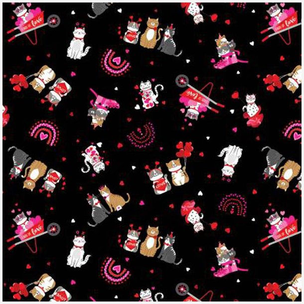 Black Kitty Love - katte p sort baggrund