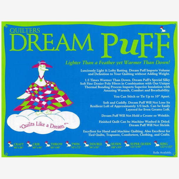 Polyester mellemfoer Quilters Dream Puff - king size