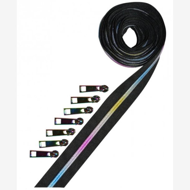 Taskelynls i meterml 2,3 m - sort metallic regnbuefarvet