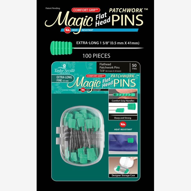 Magic Pins flathead patchwork fine, long - 100 stk
