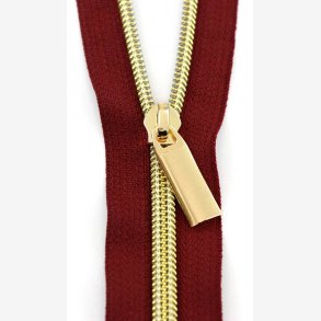 Taskelynls i meterml 2,7 m - bordeaux rd med guldfarvet lynls